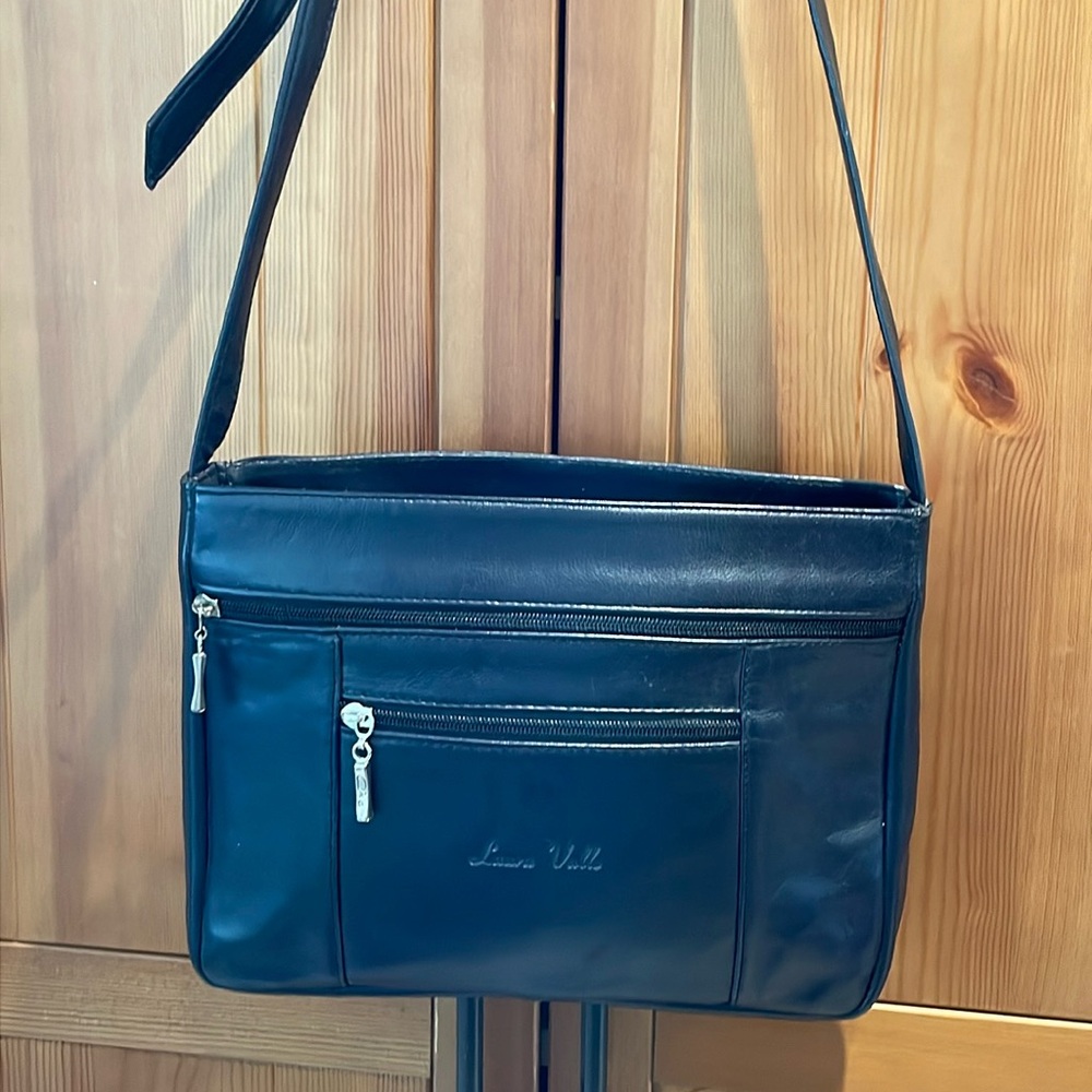 Laura Valle vintage blue shoulder crossbody leather bag.